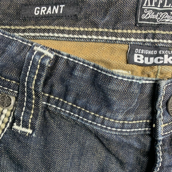 Affliction Buckle Grant Dark Blue Relaxed Distressed Jeans Size 40 x 31 - Picture 6 of 8